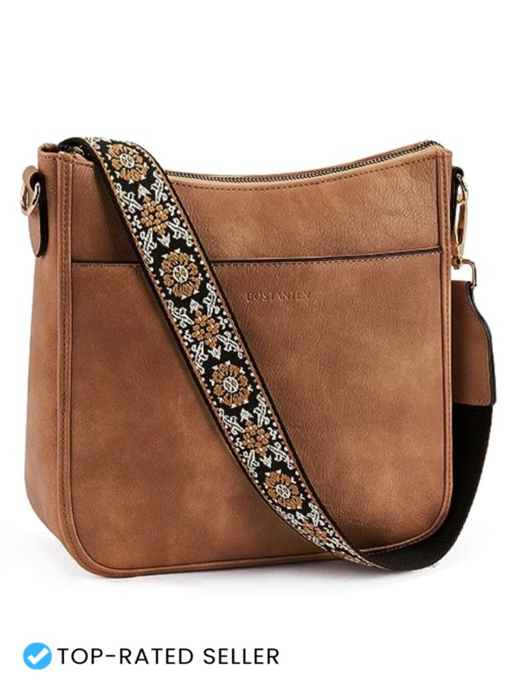 Vegan Leather Hobo Crossbody Bag Wide Strap Shoulder Purse